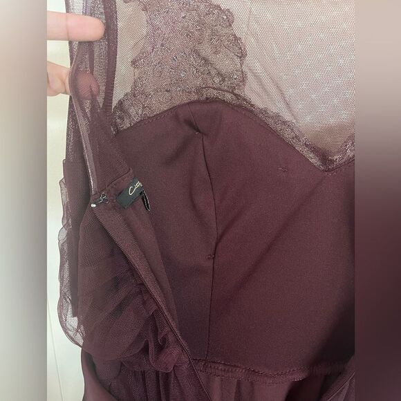 NWT City Triangles Long Prom Dress Wine / Gold Juniors sz 13 - Picture 7 of 14